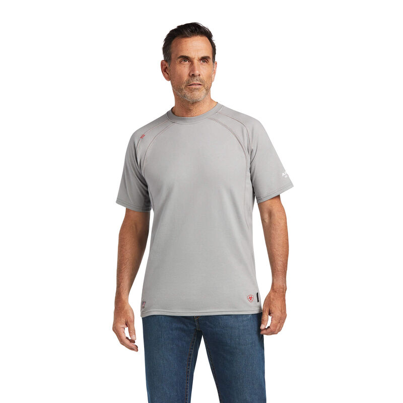 Camisetas Ariat Fr Work Crew Gris Hombre - Chile 956-YIPDKA